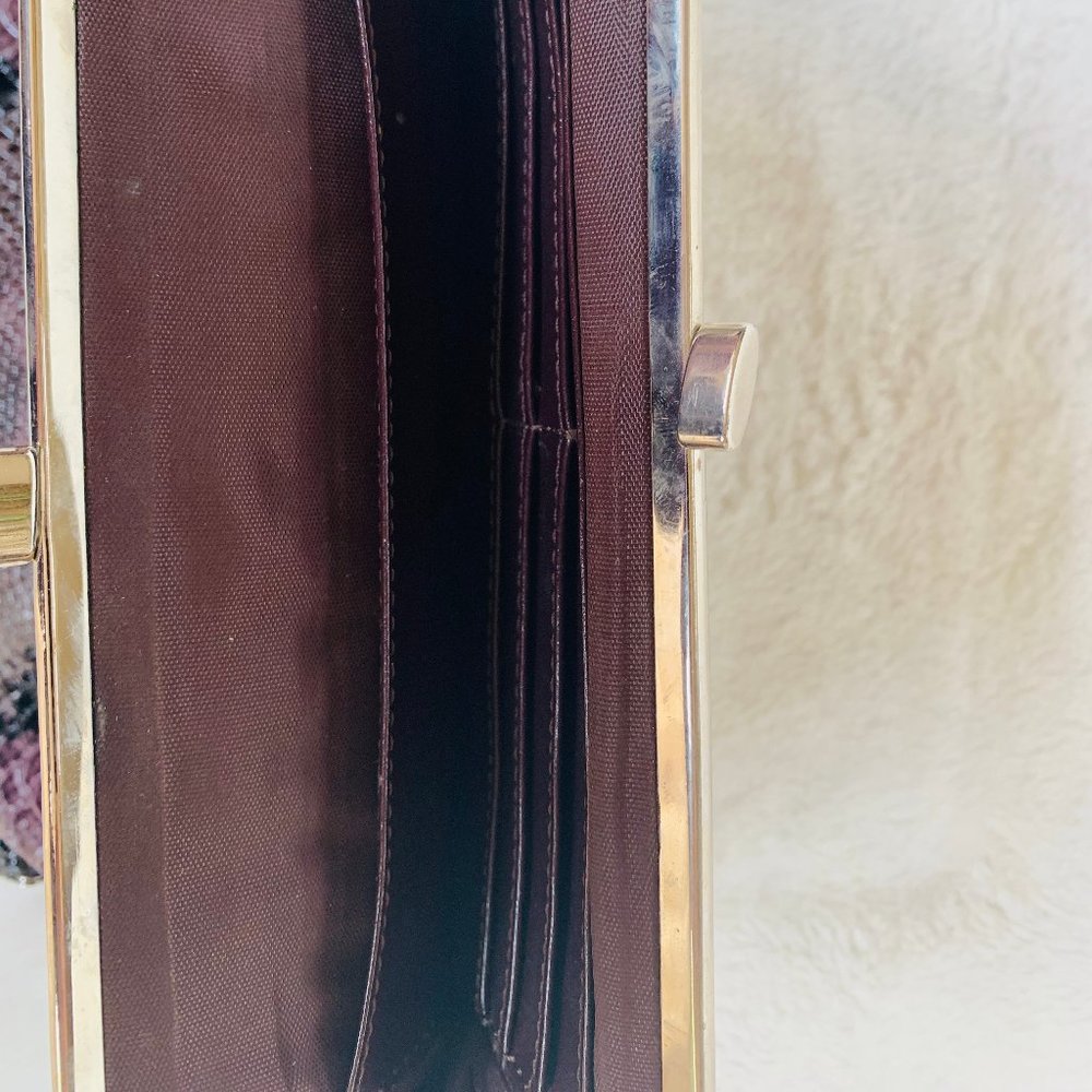 Purple Black Python Print Split Clutch Vegan Bag - image 5